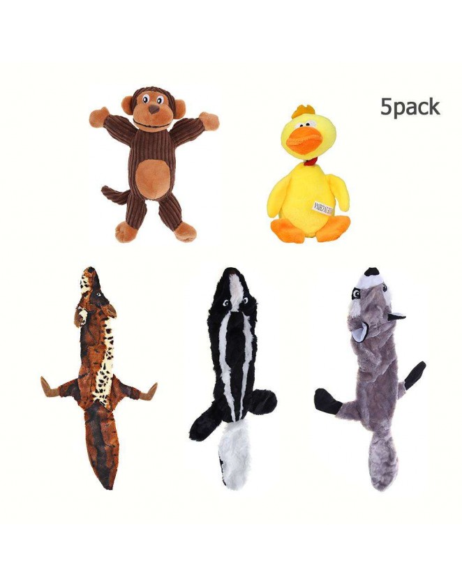 5pcs/set Pet Cat Chew Squeaker Toy Dog Plush Animal Interactive Sound Toys