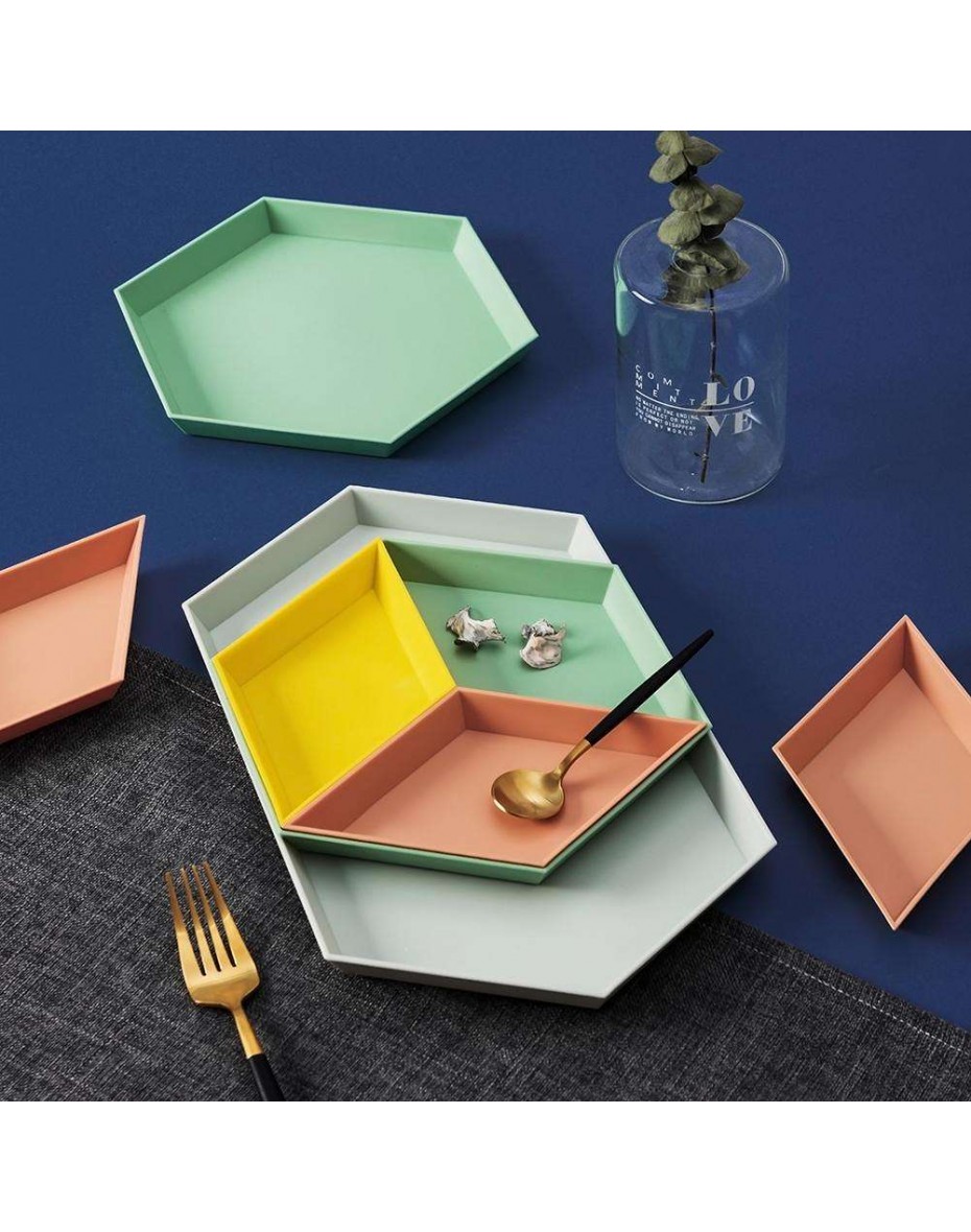 1 Set Nordic Style Polygon Desktop Combination Storage Tray Snacks Dish