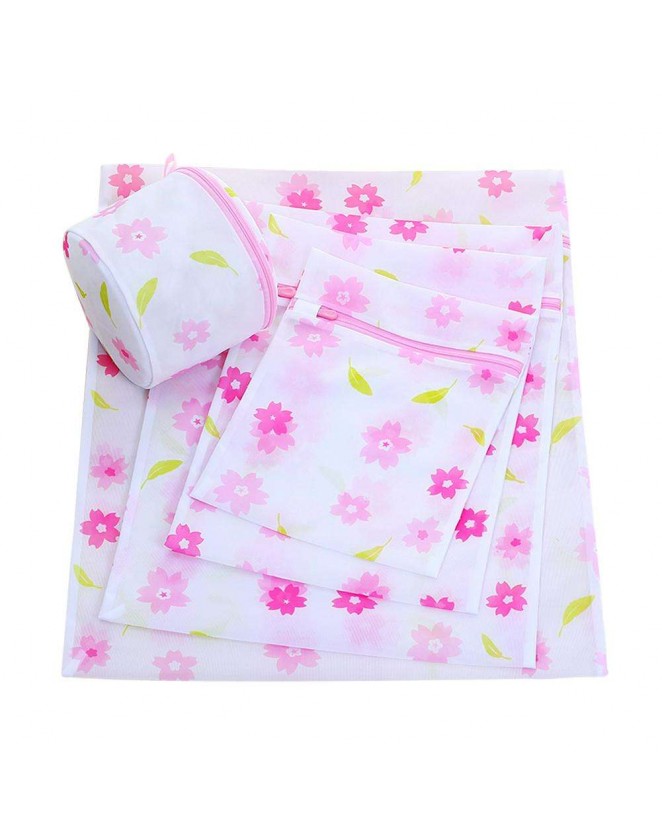 5pcs/set Polyester Round Corner Laundry Bag Floral Printed Wash Bag