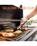 Anti-slip Silicone BBQ Tongs Food Clip Bakeware Tool w/Base