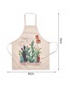 Fashion Cotton Linen Cactus Printed Apron Adult Kitchen Pinafore